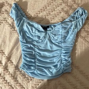 Blue Corset Crop Top